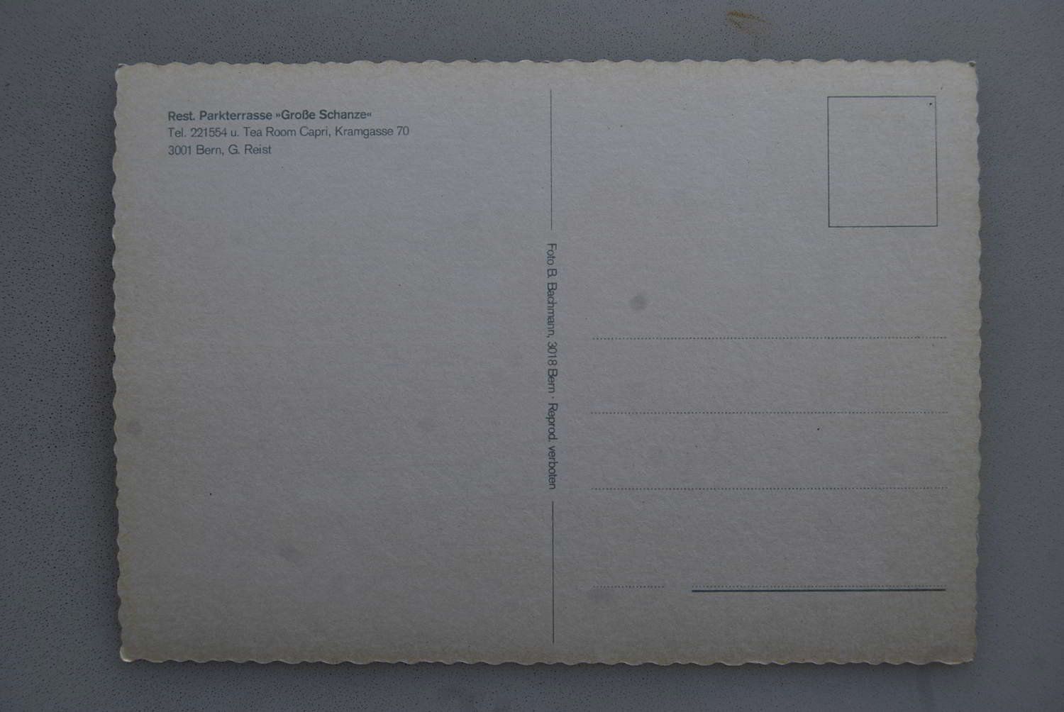 Cartoline postali: AK Bern, Rest. Parkterrasse Grosse Schanze – Usato da Rüfenacht BE venduto da Toro06 1