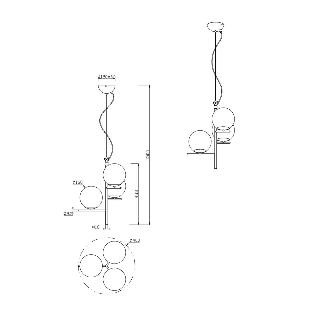 Lampadari & plafoniere: Pendelleuchte, Anthrazit, 150 cm Höhe – Nuovo (secondo la descrizione) da Kreuzlingen venduto da Smart-Light 3