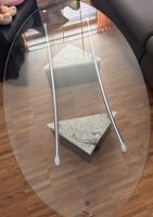 Couchtisch Glas oval mit Granitfuss chromfarben gebraucht