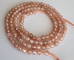 Zirkon Champagne facettiert 3mm. Strang