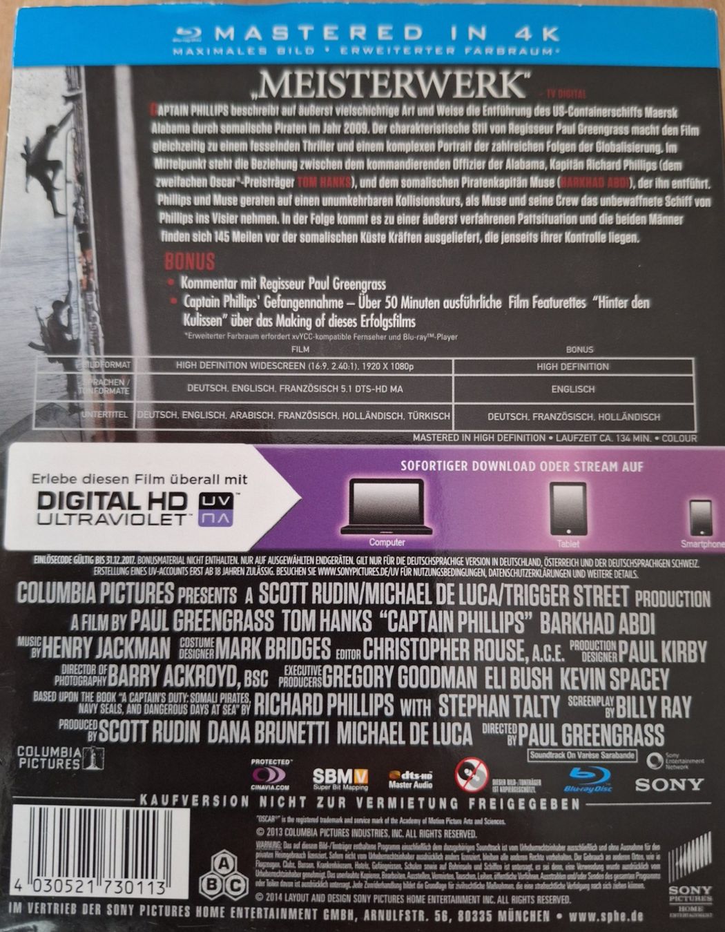 Tutti i DVDs: Captain Phillips - Blu-ray - Tom Hanks - Top Zustand! – Usato da Hedingen venduto da Rosie013 1