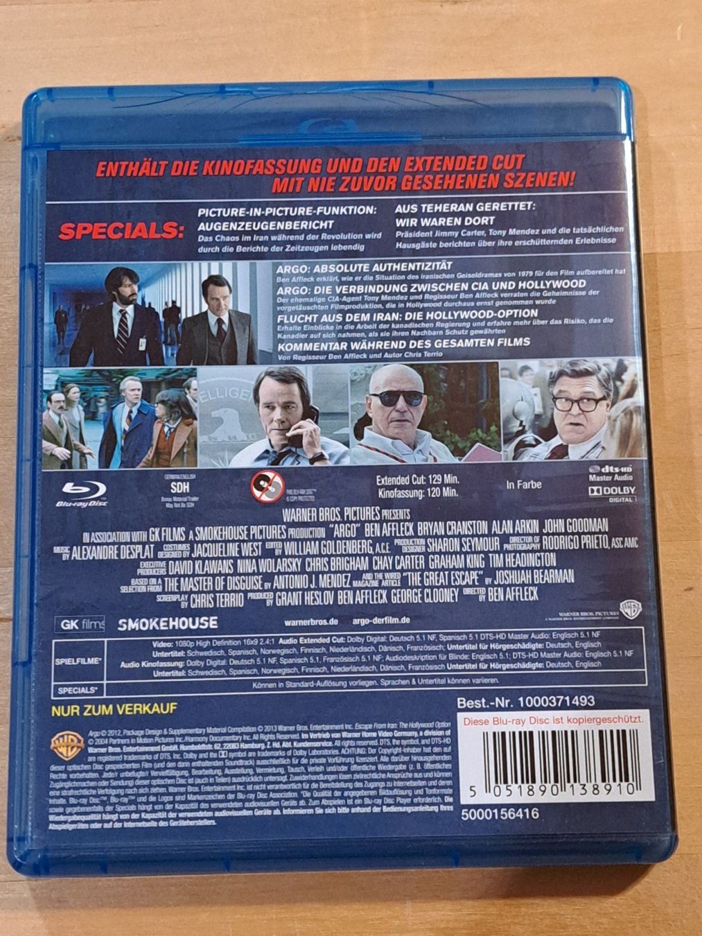 Tutti i DVDs: Blu-ray ARGO mit Ben Affleck und Bryan Cranston EXTENDED CUT – Nuovo (secondo la descrizione) da Unterseen venduto da Kanica 1