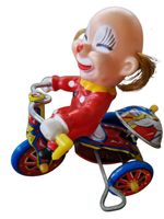 Wind up topy Clown auf Dreirad Vintage