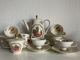 Service à café vintage porcelaine Scène galante Bavaaria