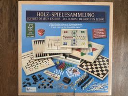 Holz Spielekiste - Vielseitige Spielesammlung für Familien
