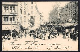 Geneve, Le Molard, Marktszene mit Ständ