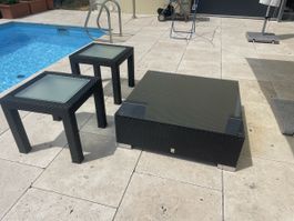 3 Rattan Lounge Tische