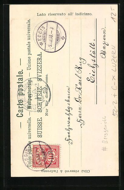 Cartoline postali: Luzern, Pilatus, Berg mit Gesicht / Berg – Usato da Berlin venduto da bartko-reher 1