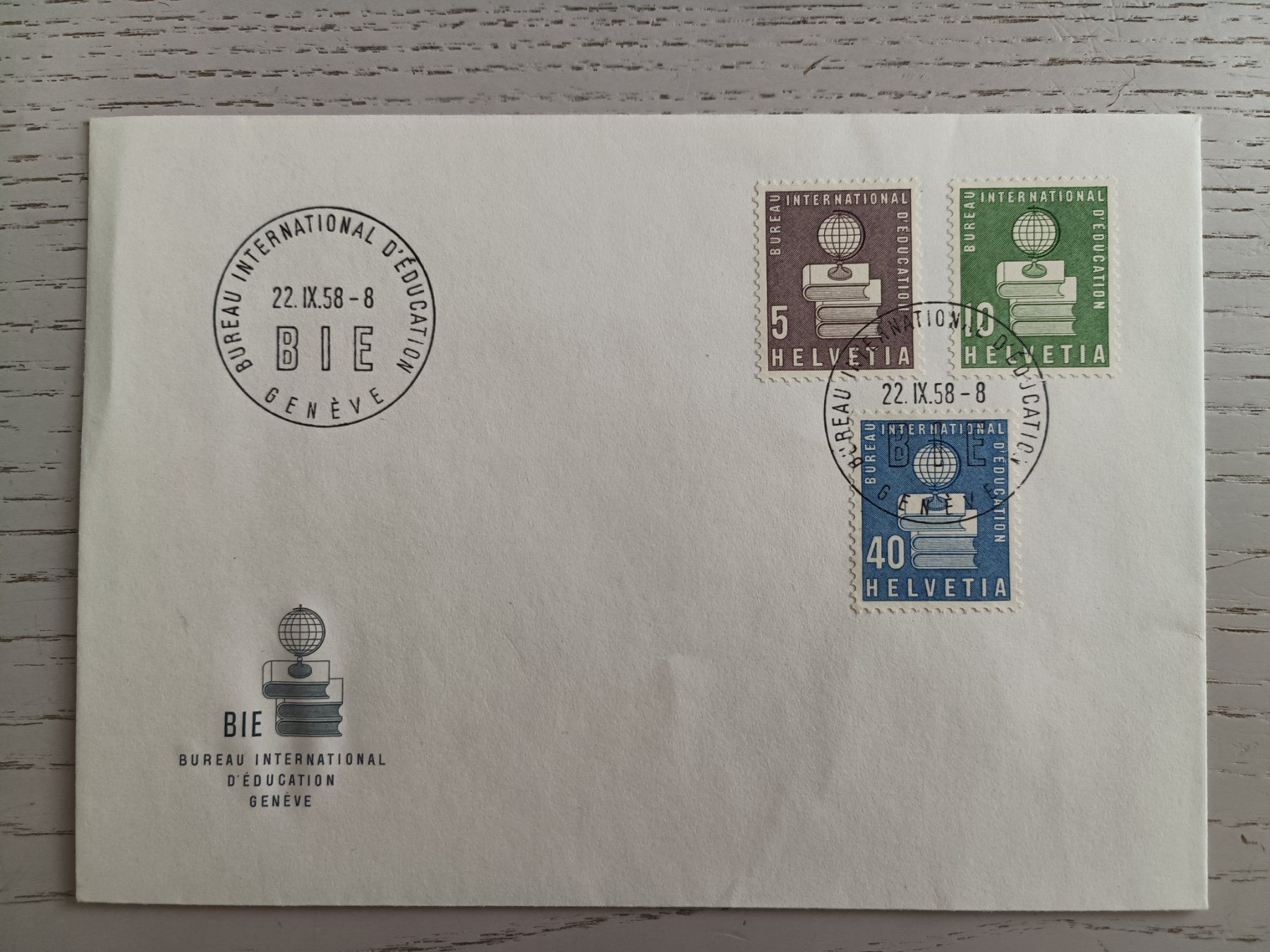 Alle Briefmarken: 1958 FDC Int. Erziehungsamt – Gebraucht aus Dübendorf von goeggi79