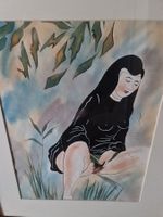 Gemälde, Aquarell, Akt einer Frau, sehr schön, Rahmen! (53)