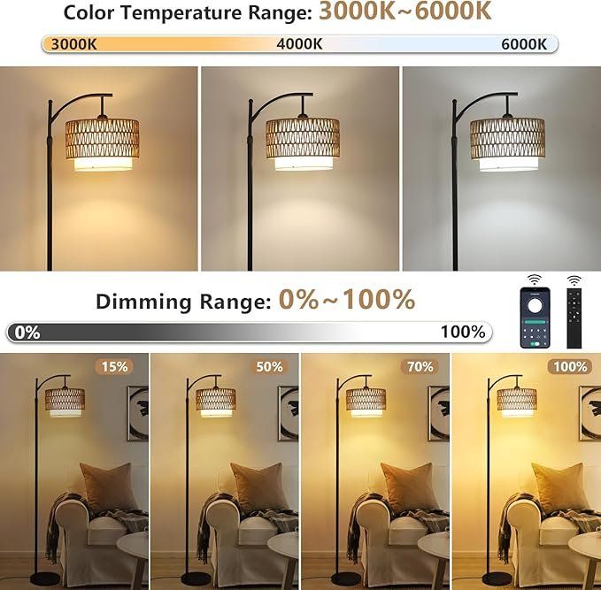 Lampade: Stehlampe Rattan Standleuchte Dimmbar Boho App-Steuerung – Nuovo e nell'imballaggio originale da Dörflingen venduto da Nixhub 1