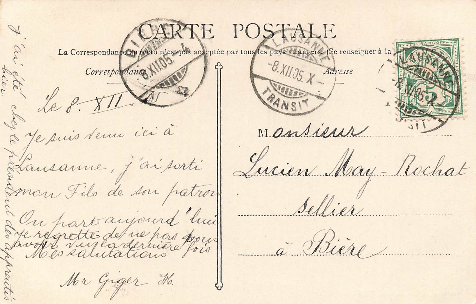 Cartoline postali: Lausanne – Usato da Biasca venduto da Blenio71 1