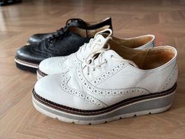 Schuhe: Leder Brogues mit Plateausohle,  Grösse 37