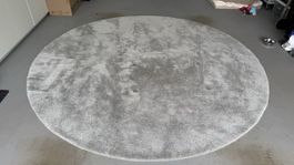 Runder Teppich, salbei grün grau, Durchmesser 3 m