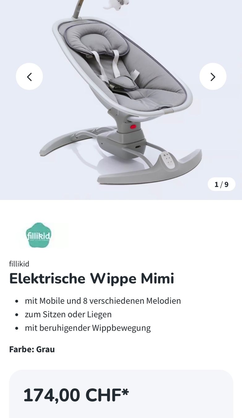 Sdraiette & Sdraiette a dondolo: fillikid Elektrische Babywippe Mimi – Usato da Chur venduto da coskun 7