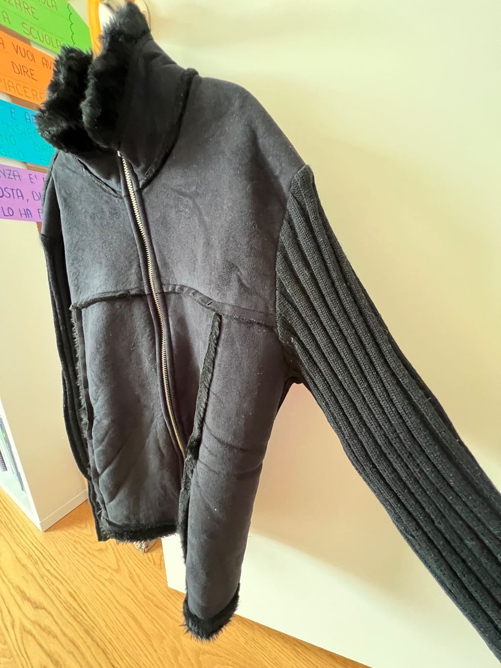 Giacche: Black Faux Shearling & Knit Zip-Up Jacket - M – Usato da Glattpark(Opfikon) venduto da ces_n77q 2