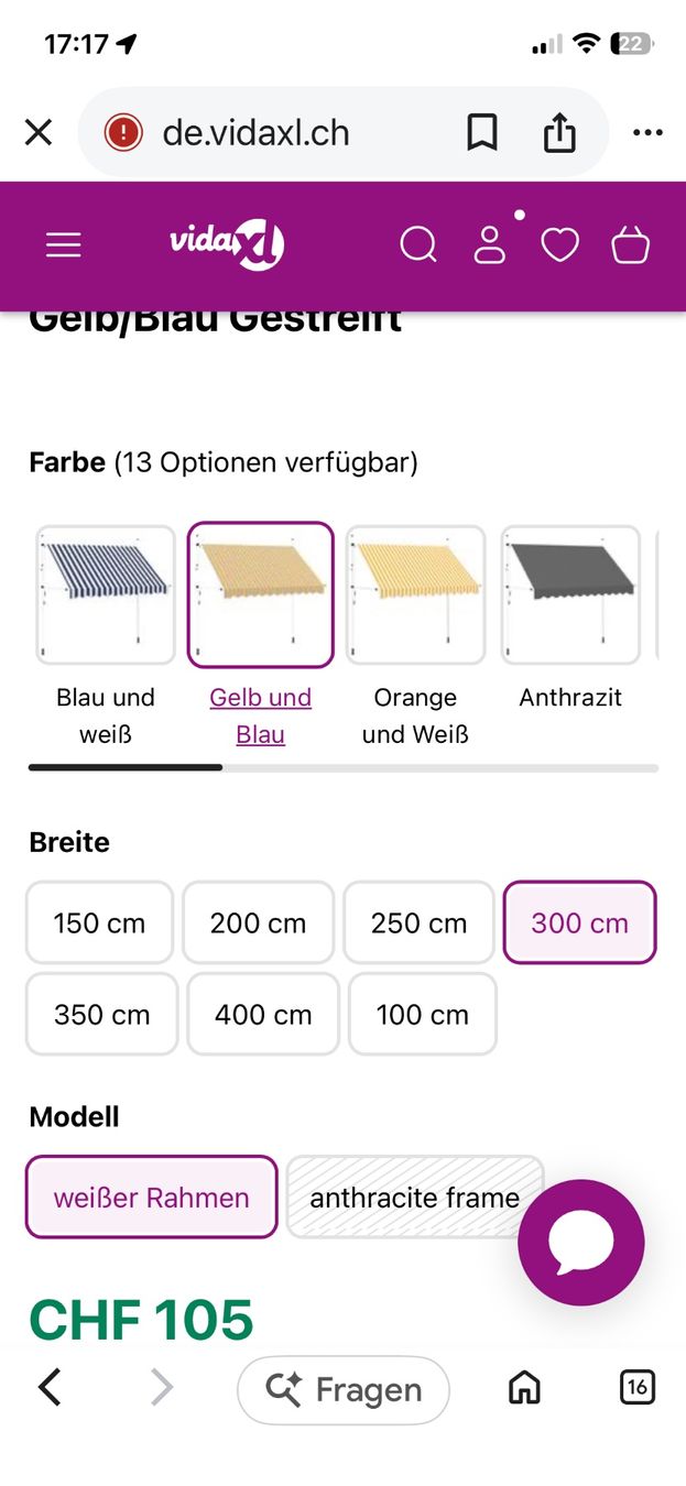 Vidaxl Tende da sole: Klemmmarkise neu und originalverpackt – Nuovo e nell'imballaggio originale da Bern venduto da pablo2013 3