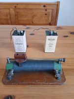 Schiebewiderstand und 2 Leclanché Batterien alt