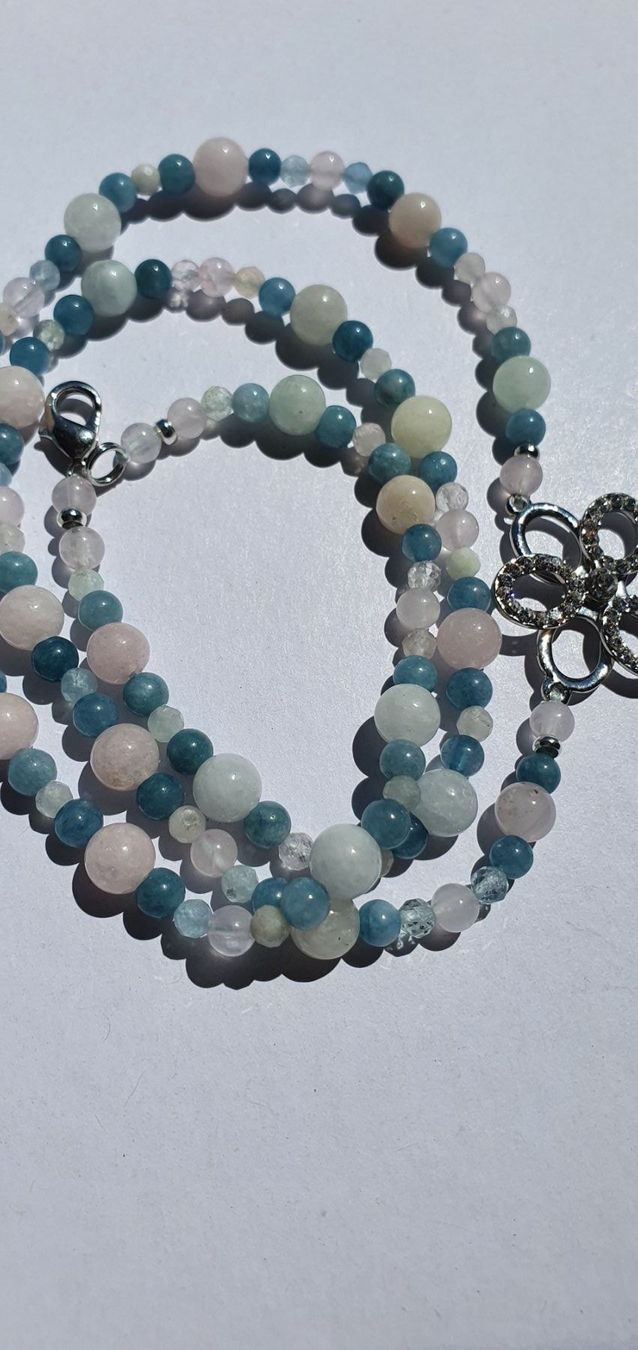 Catenine: Quarz und Morganit mit Blau Chalcedony – Nuovo (secondo la descrizione) da Benglen venduto da Meercat3 6