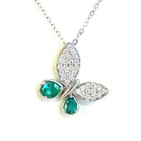 Collier mit Diamant-Butterfly und Smaragden, statt 2.990 CHF