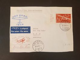 Flugpost Briefmarke auf Briefvorderseite Jahrgang 1949