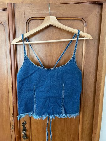 Jeans Top mit Schnürung am Rücken