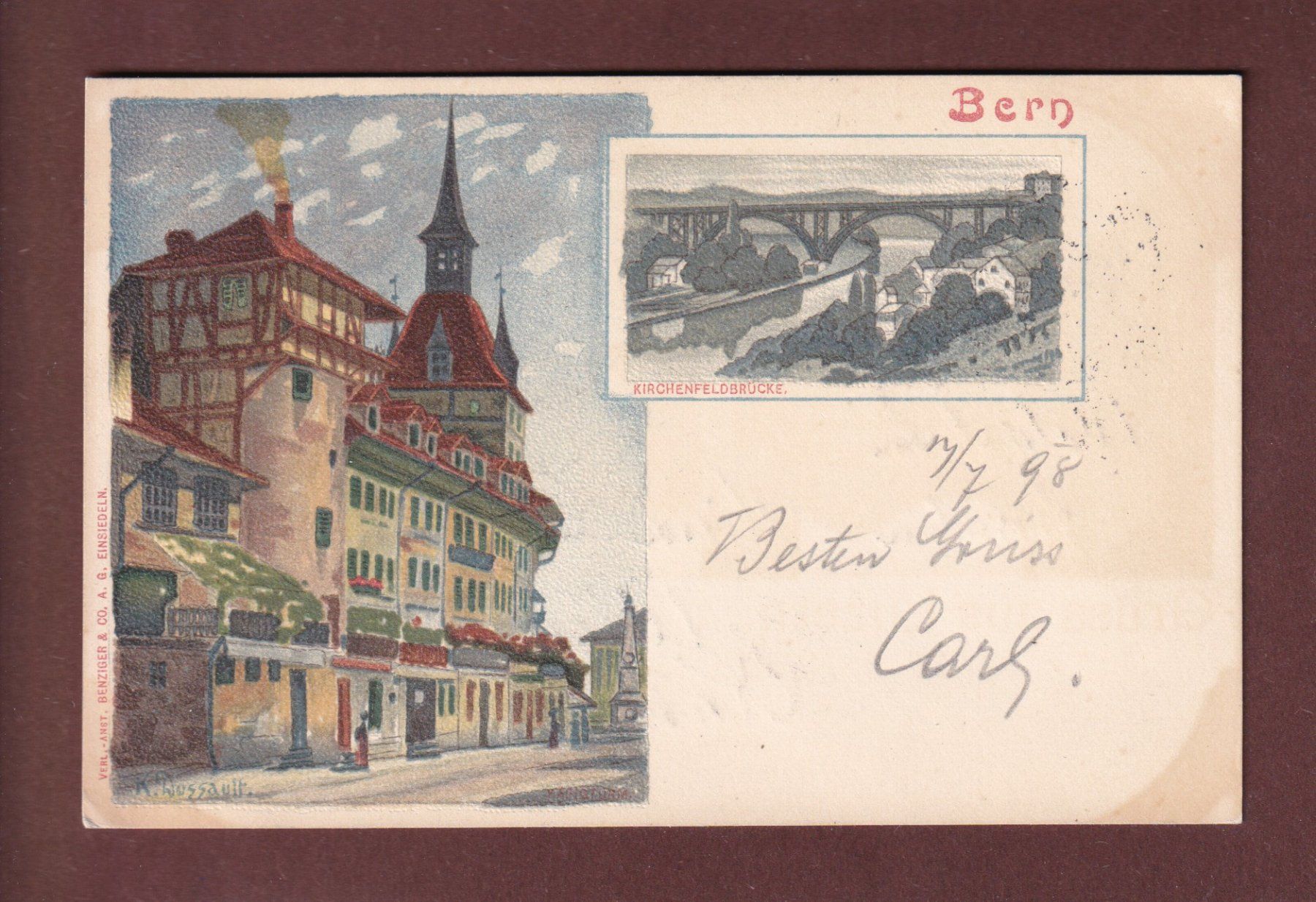 Cartoline postali: BERN - 1898 – Usato da Pully venduto da nicecards-shop