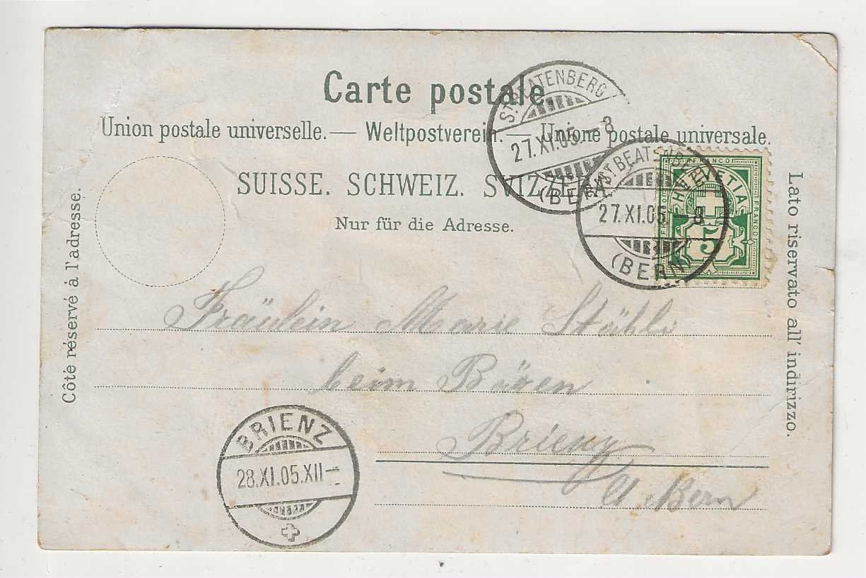 Cartoline postali: St. Beatenberg, 1905 – Usato da Spiez venduto da Niesen20 1