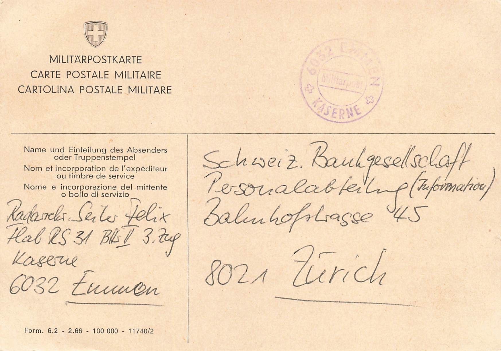 Ansichtskarten: Militare Militär Militaire Feldpost – Gebraucht aus Biasca von Blenio71
