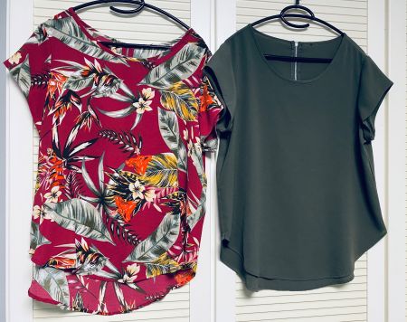 Doppelpack Kurzarm-Bluse, Damen Gr. XL, neu