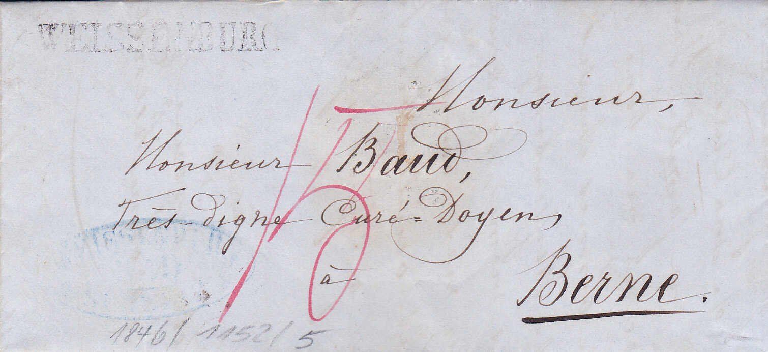 Tutti i francobolli: 1846, "Weissenburg", Stabstempel auf Faltbrief – Usato da Wenslingen venduto da riger11