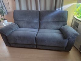 Sofa 2-Sitzer dunkelgrau Stoff mit Relaxfunktion guter Zu...