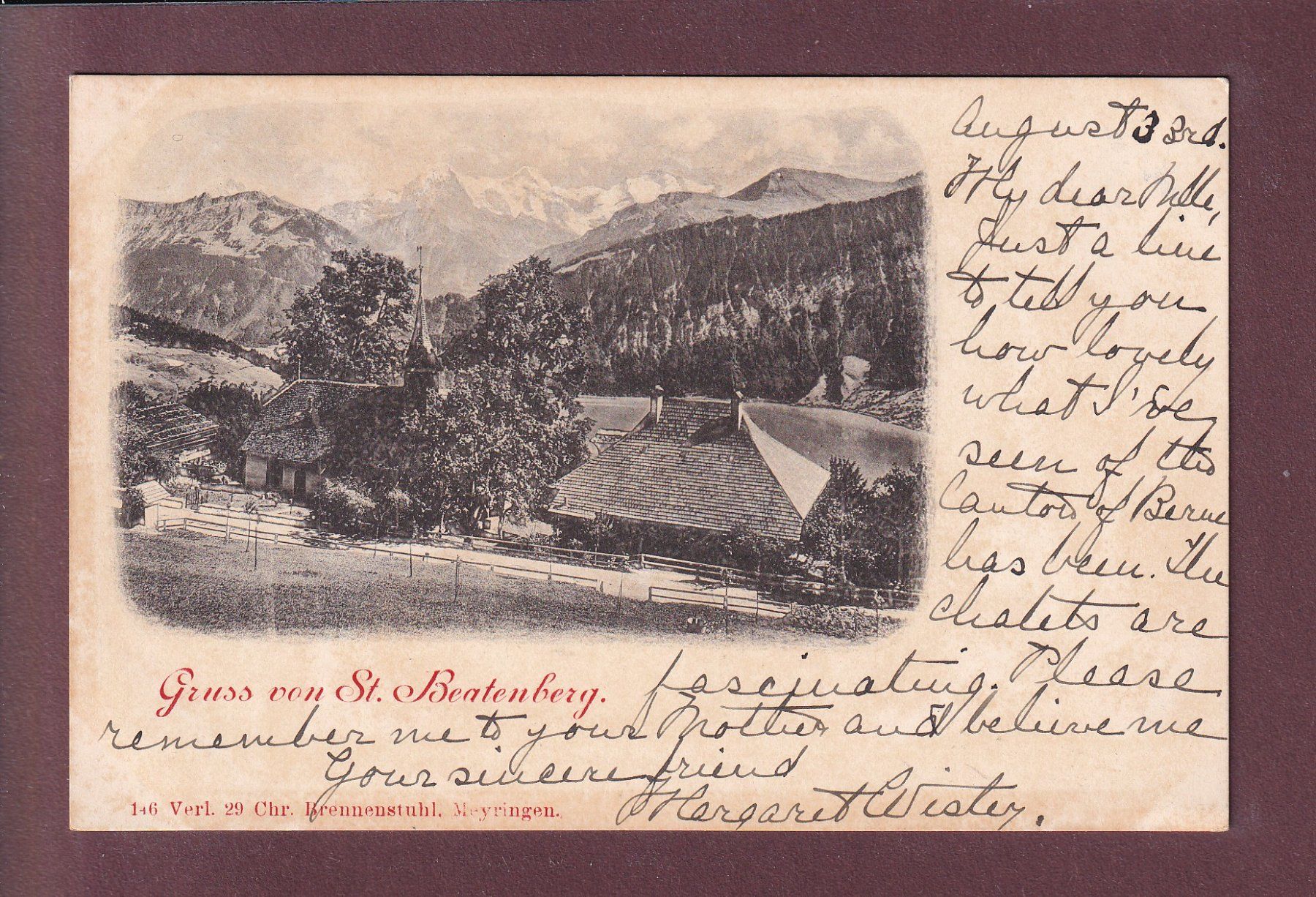 Cartoline postali: Gruss von ST. BEATENBERG - 1904 – Usato da Pully venduto da nicecards
