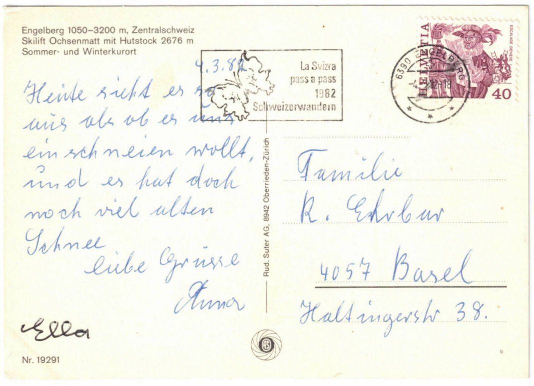 Cartoline postali: Engelberg - Skilift Ochsenmatt – Usato da Binningen venduto da Mountainrider 1