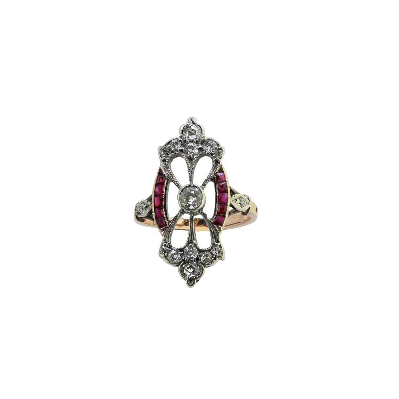Anelli: Diamant Rubin Ring, Art Déco – Usato da Zürich venduto da Vintage-Jewellery 1