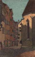 Alte Ansichtskarte Chur, Hinter der St. Martins Kirche!