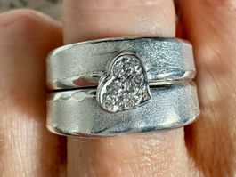 Herz-Ring vom Goldschmied! Silber, Weissgold & Brillanten