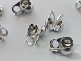 200x 304 Edelstahl klapp Kapseln Endteile Schmuck Kette Bast