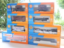 ROCO 8 x schöne Güterwagen / Schotterwagen H0 - OVP