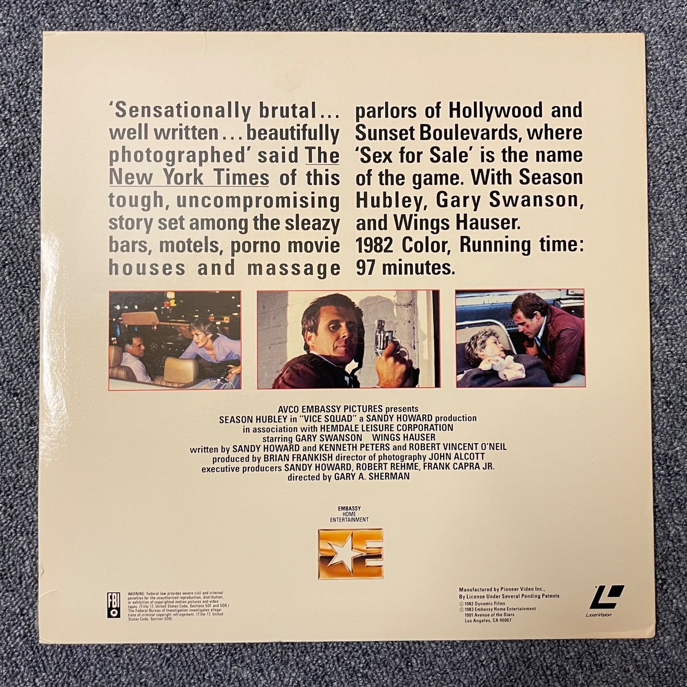 Alle DVDs: Vice Squad - LASER DISC - Englisch Orig. – Gebraucht aus Stans von Brode 1