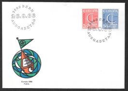 FDC Serie 443 - 444 Europamarken ET 26.9.1966 schön illustr.