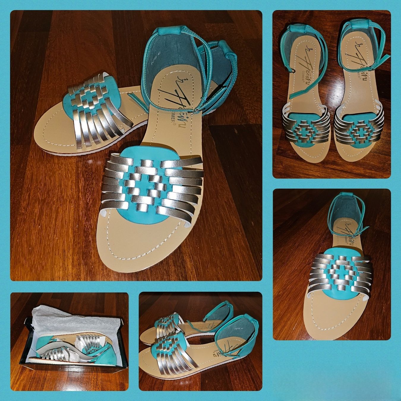 Scarpe da donna: Schicke Sandalette, türkis-silber, Grösse 40 – Nuovo e nell'imballaggio originale da Heiden venduto da Taronia