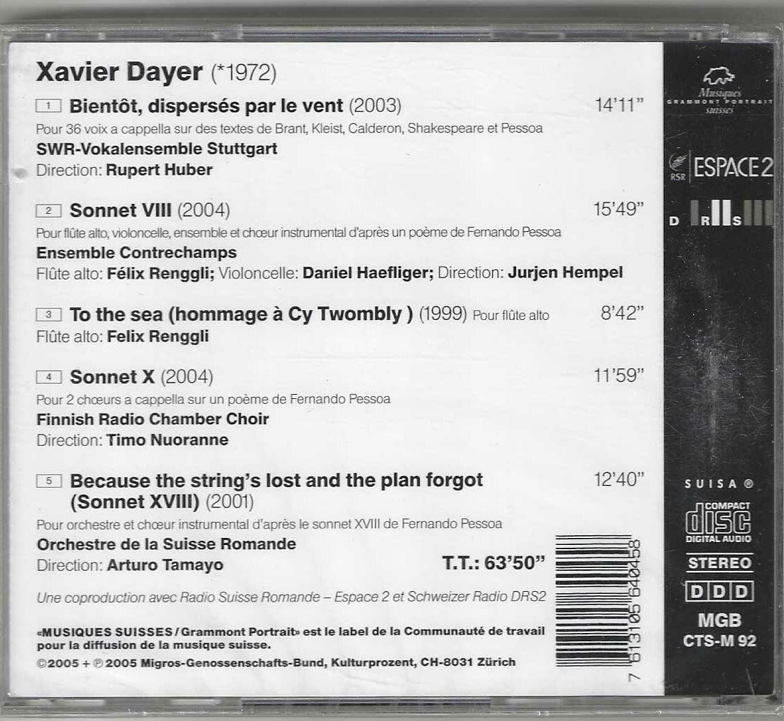 CD: Xavier Dayer - Neue – Nuovo e nell'imballaggio originale da Genève venduto da CDLPBookS 1
