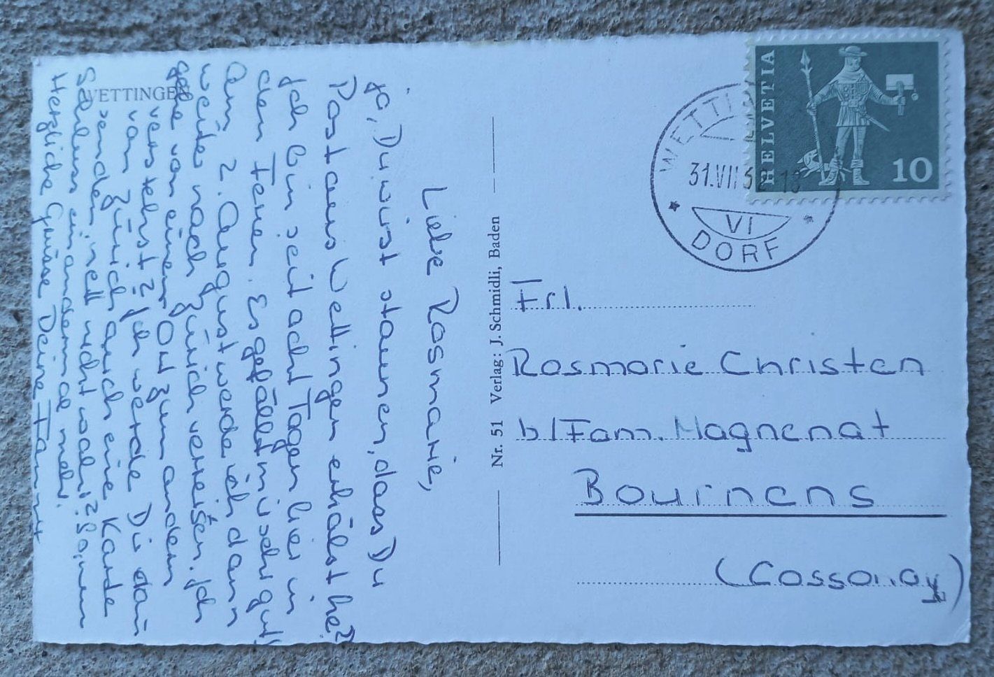 Ansichtskarten: AK Wettingen 1962 – Gebraucht aus Burgdorf von glasrabe01 1