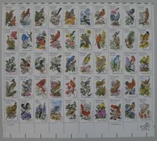 1982, USA, Zusammendruck-Bogen "Vögel" im Folder, postfrisch