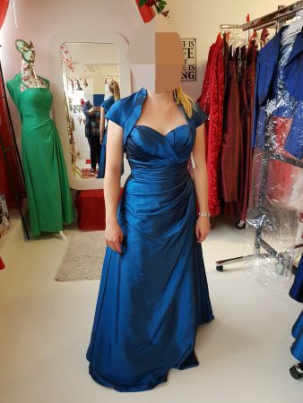 Bodenlanges, elegantes Abendkleid, Meerblau, Grösse 38