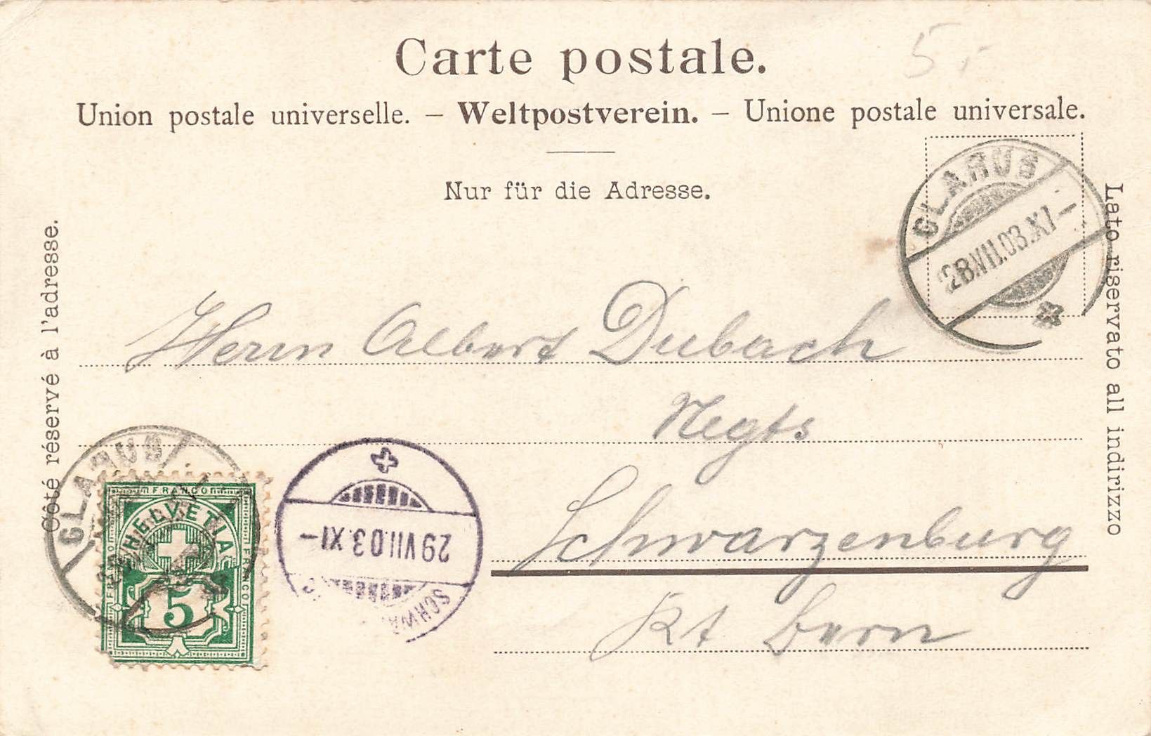 Cartoline postali: Glarus (GL) Glarus mit Vorderglärnisch – Usato da Biasca venduto da Blenio71 1