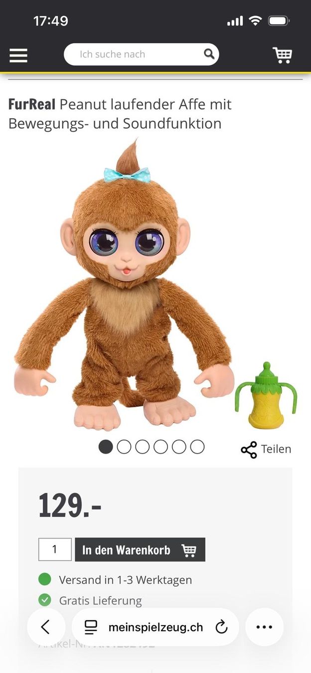 Puppen: FurReal Peanut laufender Affe mit Soundfunktion – Gebraucht aus Trimbach von Elcid163