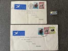 ✈️ Südafrika 1955+1957 Luftpost Kapstadt 2 Belege historisch