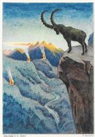 AK BUNDESFEIERKARTE STEINBOCK mit AUERHAHN 1933
